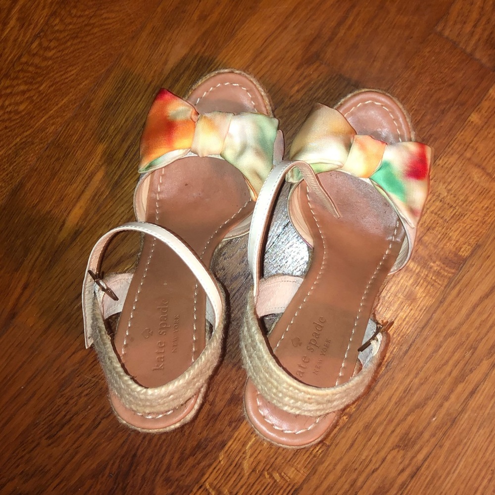 Kate spade floral bow tie wedges